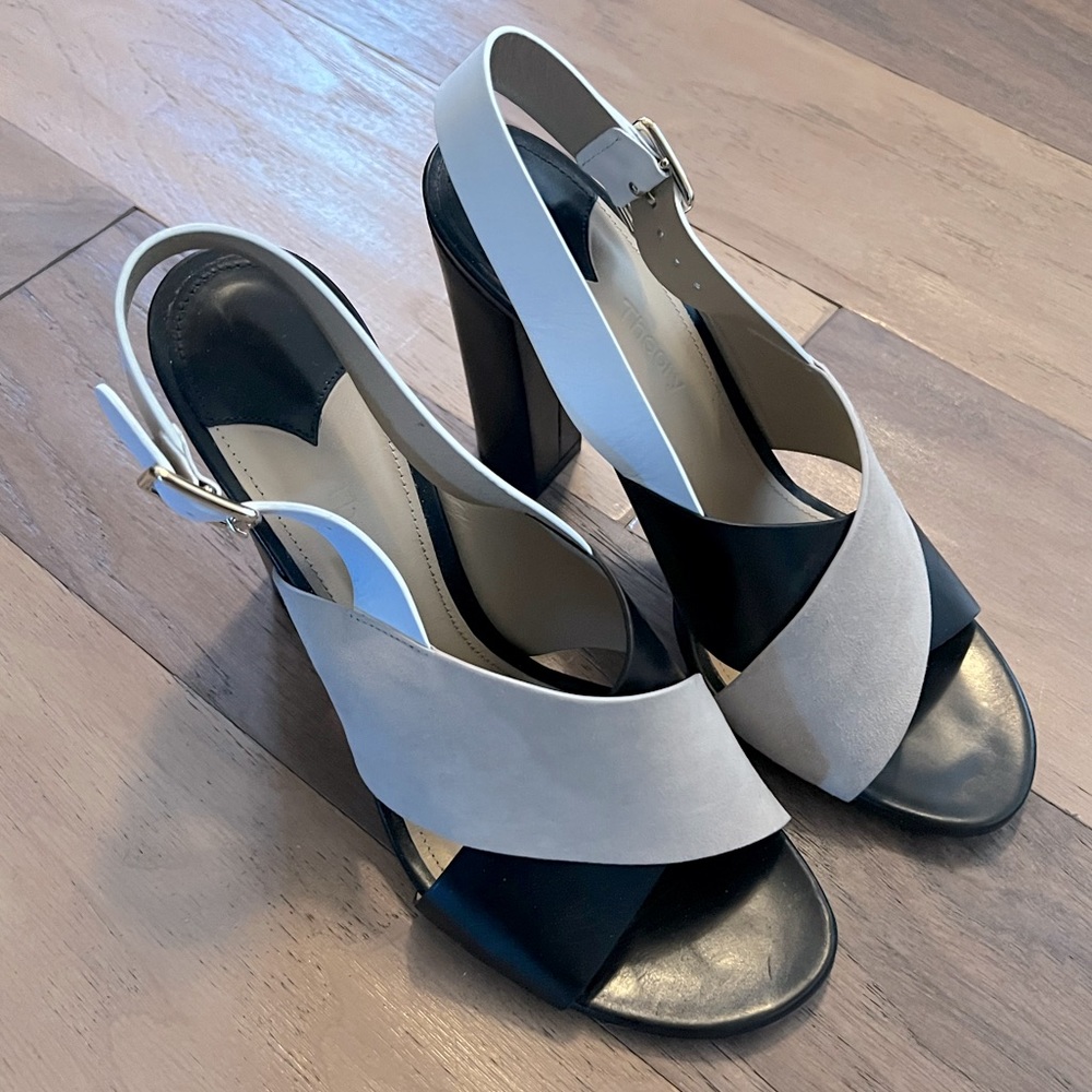 Theory Multi Color Open Toe Sling Back Chunky Heel - image 1